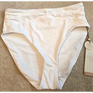 Calia Shirred V Front‎ High Rise Swim Bottom Womens XS Cream NWT